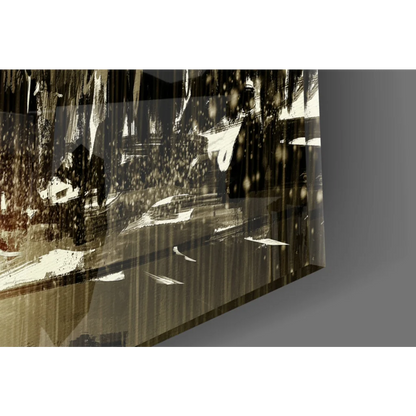 Stunning red umbrella canvas wall art with brown leather wallet gold accents