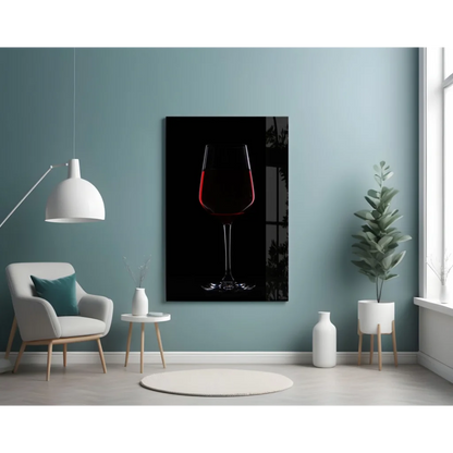 Stunning red wine glass wall art print with elegant black frame