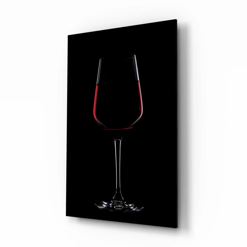 Stunning red wine glass wall art print with elegant black frame