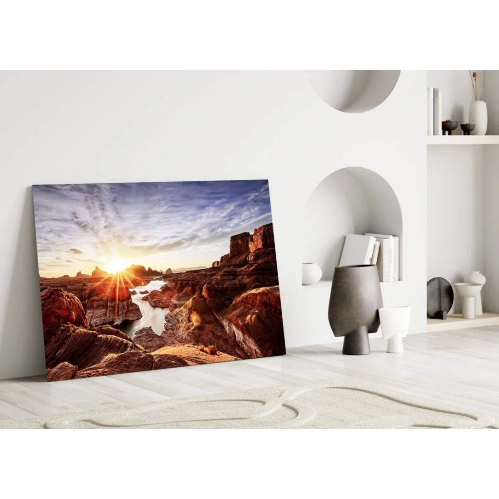 Stunning rocky beach sunset canvas wall art print