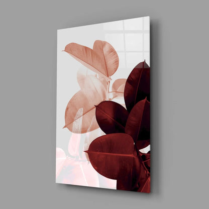 Stunning rose gold and burgundy leaf print canvas wall art for modern homes
