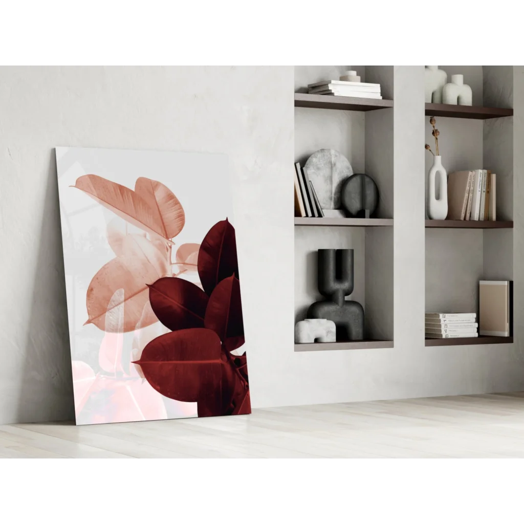 Stunning rose gold leaf abstract canvas wall art print