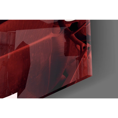 Red metallic robot helmet in stunning rose gold leaf glass wall art