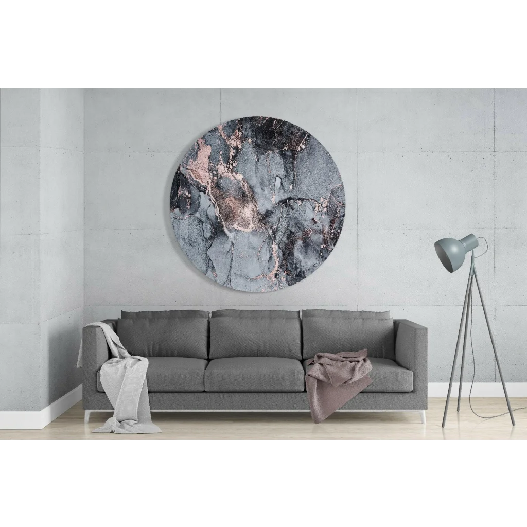 Stunning rose gold marble tempered glass art with size comparison