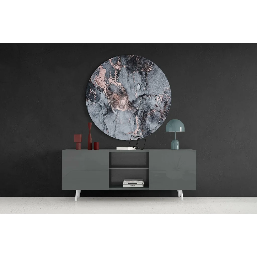 Stunning rose gold marble tempered glass art with size comparison