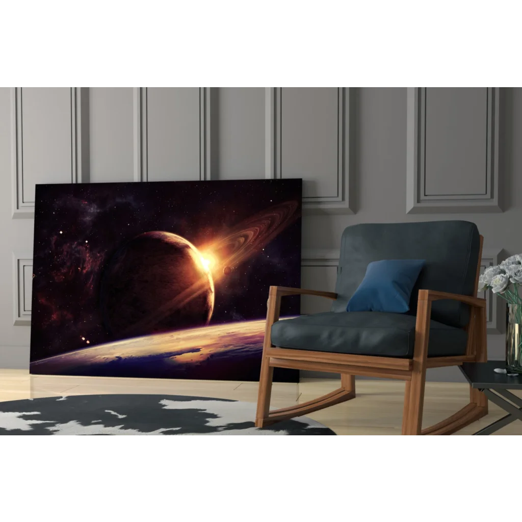 24-inch framed Saturn galaxy wall art canvas print