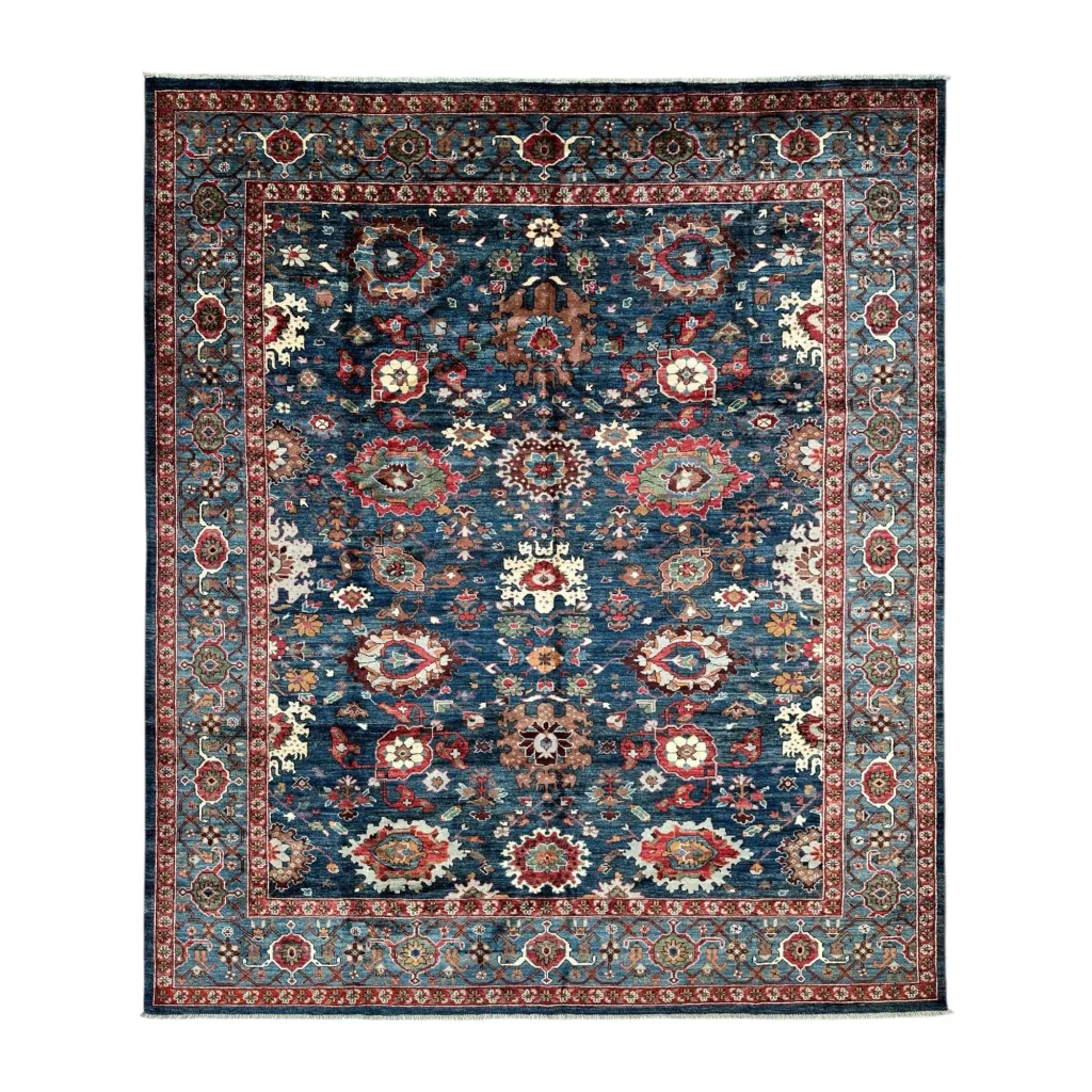 Stunning Serapi Transitional Rug in deep blue with intricate floral patterns