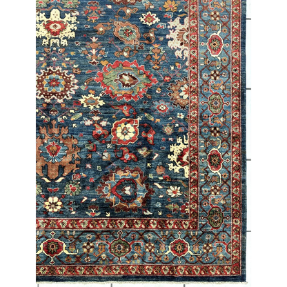 Stunning Serapi Transitional Rug with intricate floral patterns in deep blue