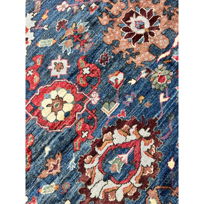 Stunning Serapi transitional rug with intricate floral patterns in blue, red, cream, maroon, green on ghazni wool