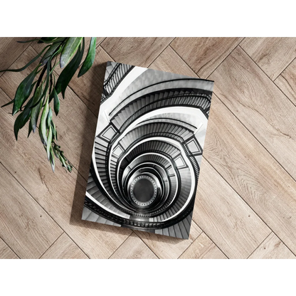Black and white spiral staircase canvas art print