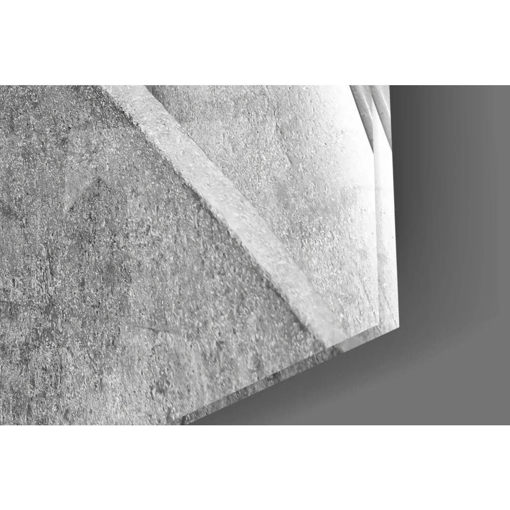 White marble corner stone in stunning spiral staircase glass wall art