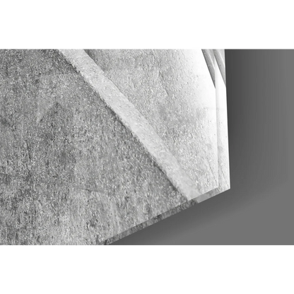 White marble corner stone in stunning spiral staircase glass wall art