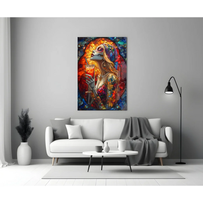 Stunning stained glass skull wall art canvas print
