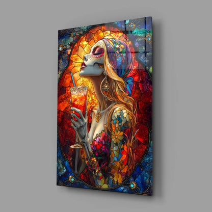 Stunning stained glass skull wall art canvas print
