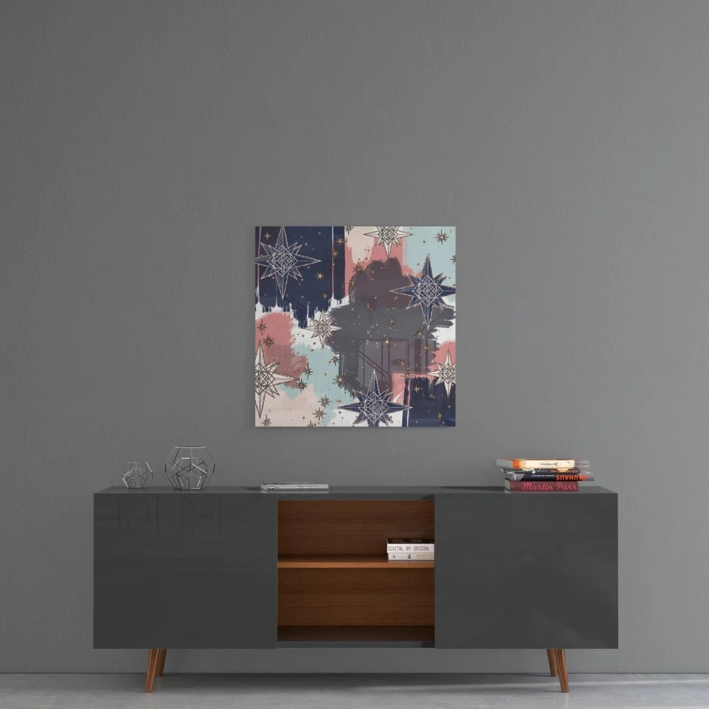 Modern gray sideboard with open shelves and wooden legs