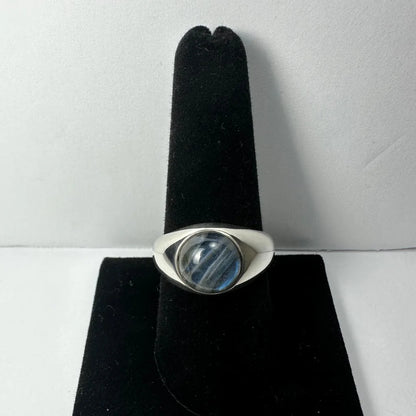 Stunning sterling silver labradorite ring with iridescent blue stone