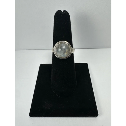 Stunning sterling silver moonstone ring with bezel-set quartz stone