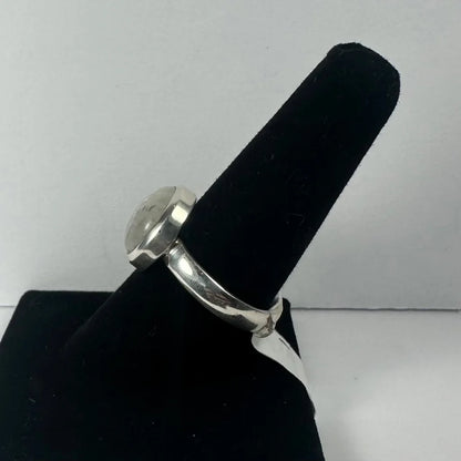 Stunning sterling silver moonstone ring with iridescent glow
