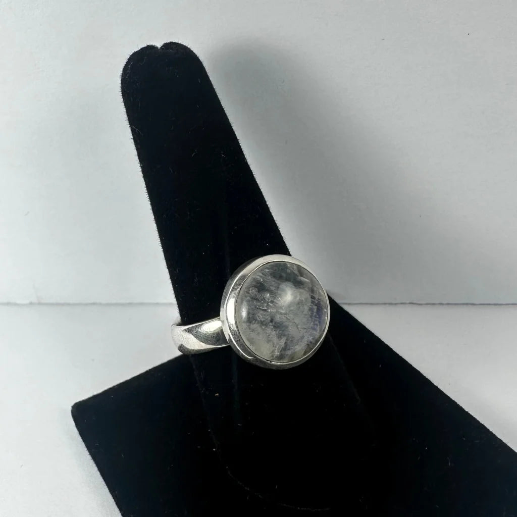 Stunning sterling silver moonstone ring with iridescent glow