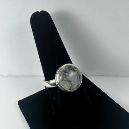 Stunning sterling silver moonstone ring with iridescent glow