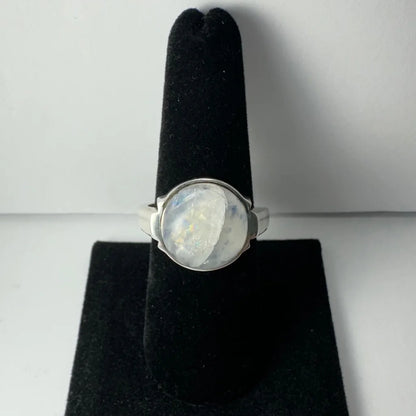 Stunning sterling silver moonstone ring with iridescent glow