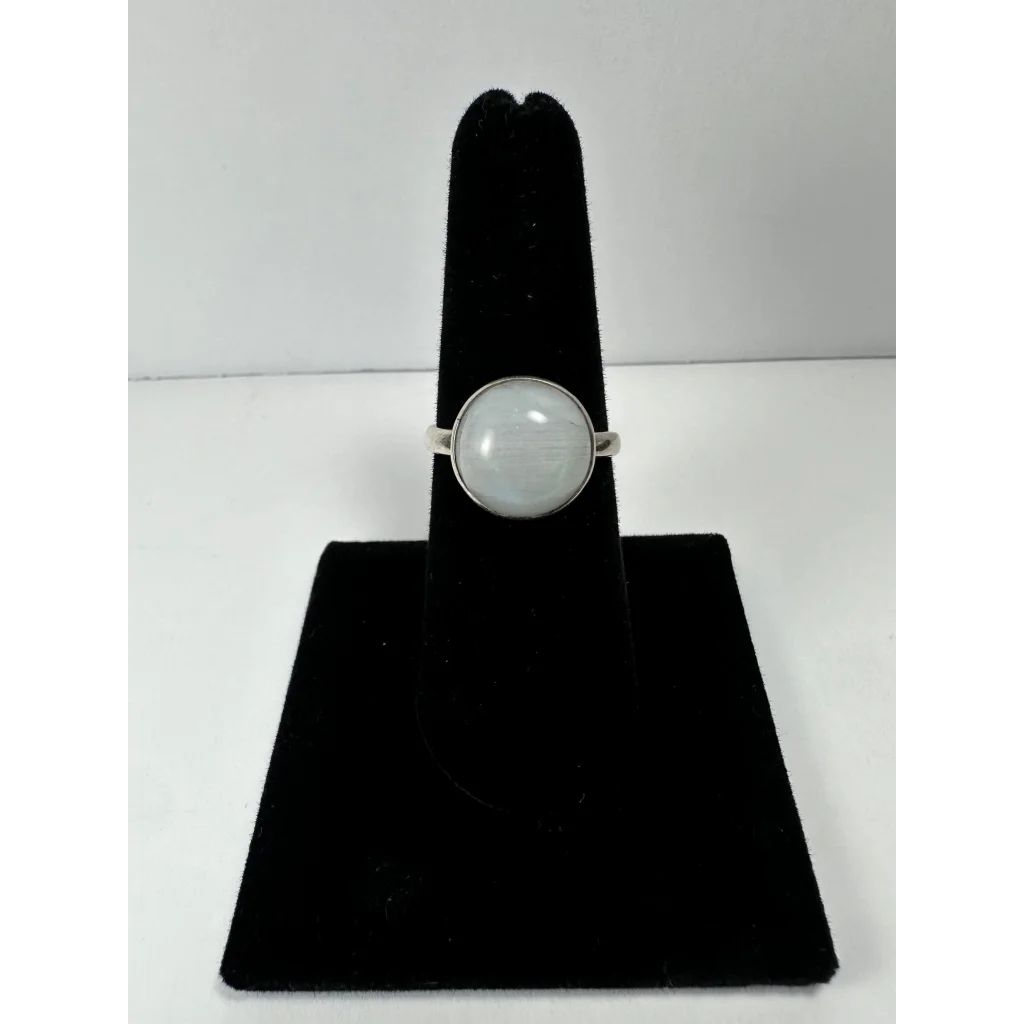 Stunning sterling silver moonstone ring with luminous pale blue stone