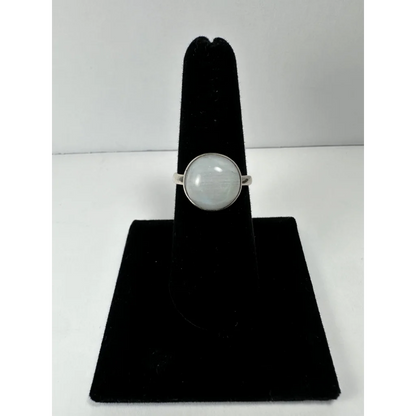 Stunning sterling silver moonstone ring with luminous pale blue stone
