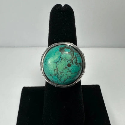 Stunning silver turquoise ring with bold natural matrix stone