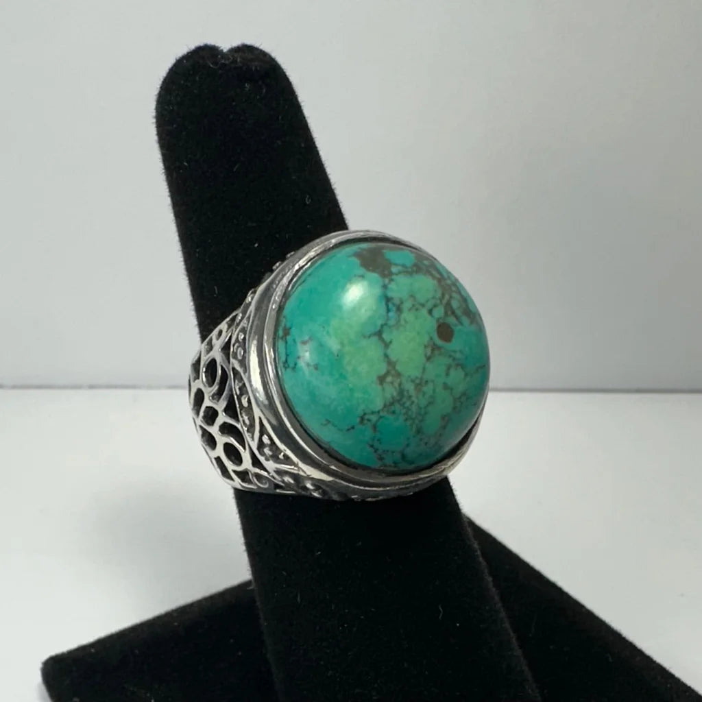 Stunning sterling silver turquoise ring with natural matrix stone