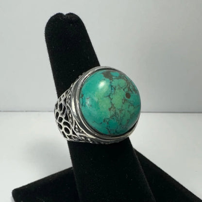 Stunning sterling silver turquoise ring with natural matrix stone