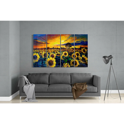 Stunning 3-panel sunflower canvas wall art with vibrant textured colors