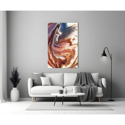 Stunning swirled glass wall art in blue, gold, and white