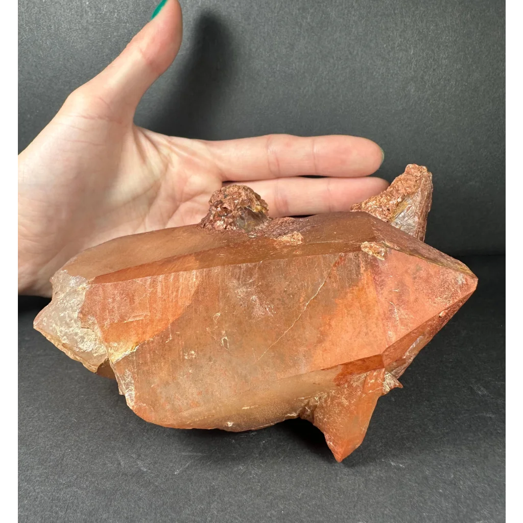 Stunning tangerine quartz crystal from Atlas Mountains, Morocco
