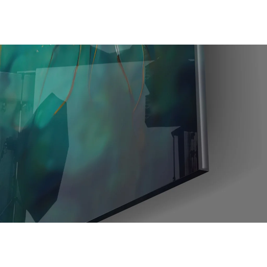 Stunning teal jellyfish glass wall art with steampunk details