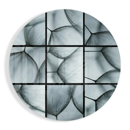 Black and white dandelion seed head tempered glass art coaster set