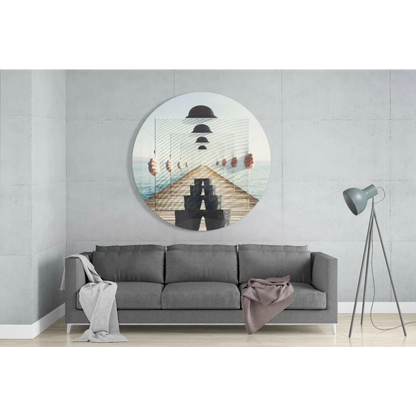 Stunning tempered glass art with bold geometric design and black accents