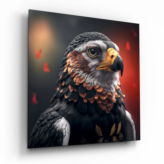 Majestic eagle on stunning tempered glass art with golden wheat
