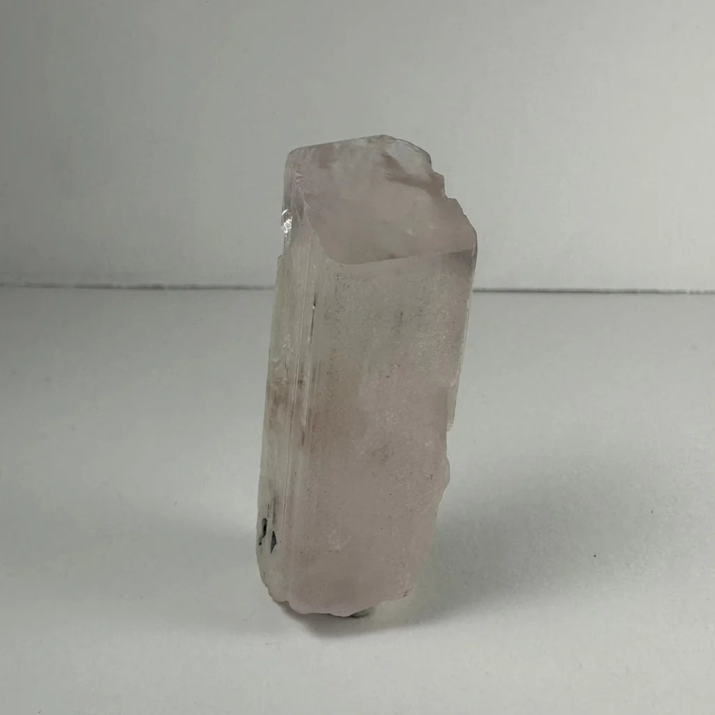 Stunning terminated pink spodumene kunzite crystal with pale pink translucence