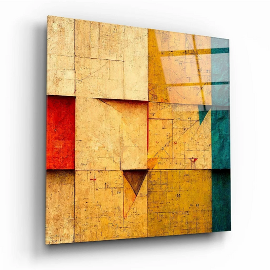 Stunning textured abstract wall art in golden teal and red