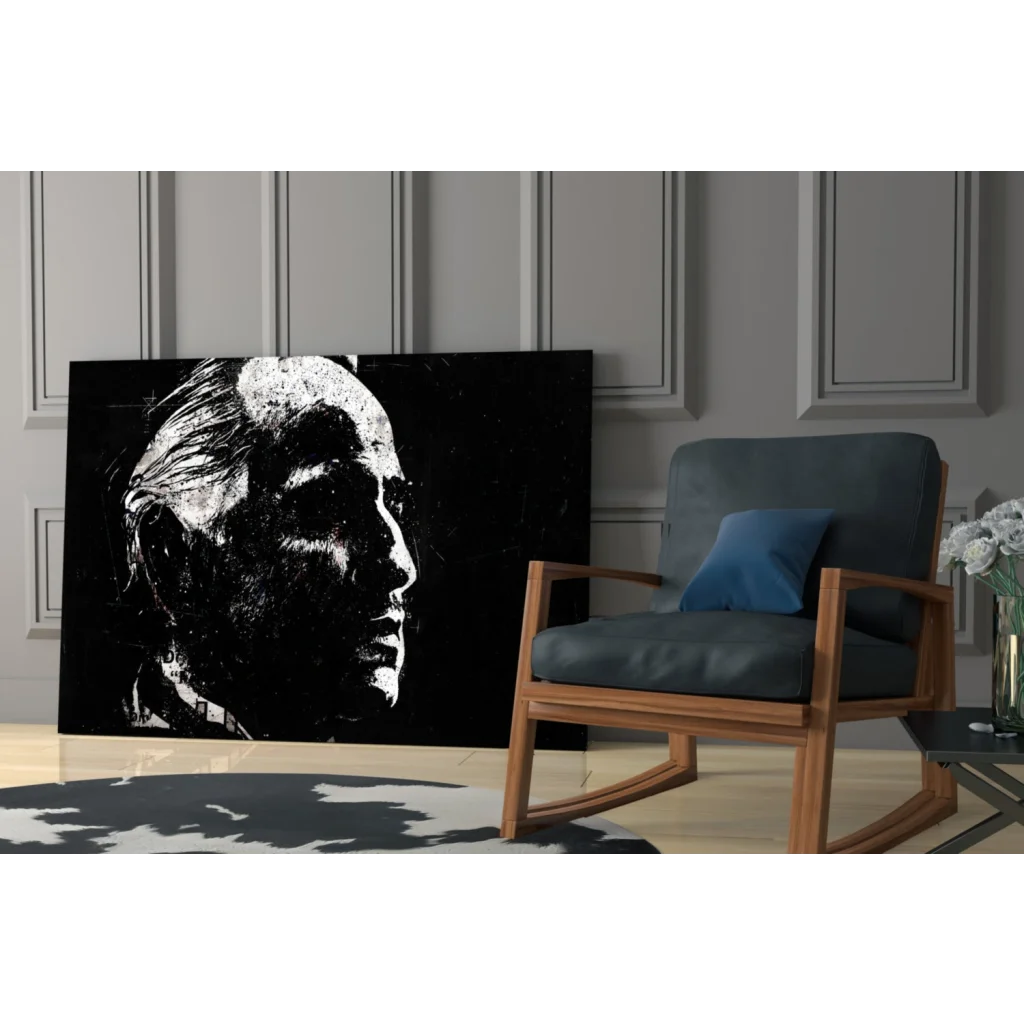 Black and white abstract textured portrait canvas wall art print