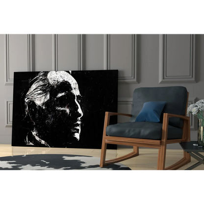 Black and white abstract textured portrait canvas wall art print