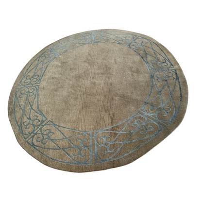 Stunning Tibetan rug with blue border design and Celtic knot pattern