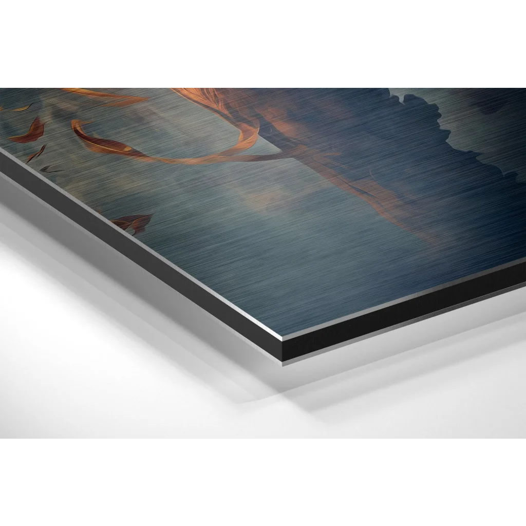 Stunning tiger canvas art on brushed aluminium dibond, blue orange abstract