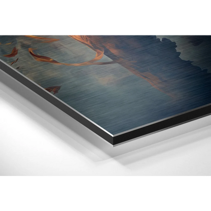 Stunning tiger canvas art on brushed aluminium dibond, blue orange abstract