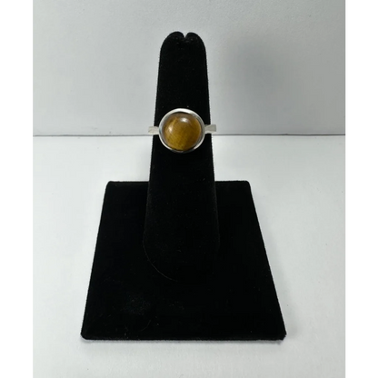 Stunning silver tiger eye ring with polished golden-yellow stone