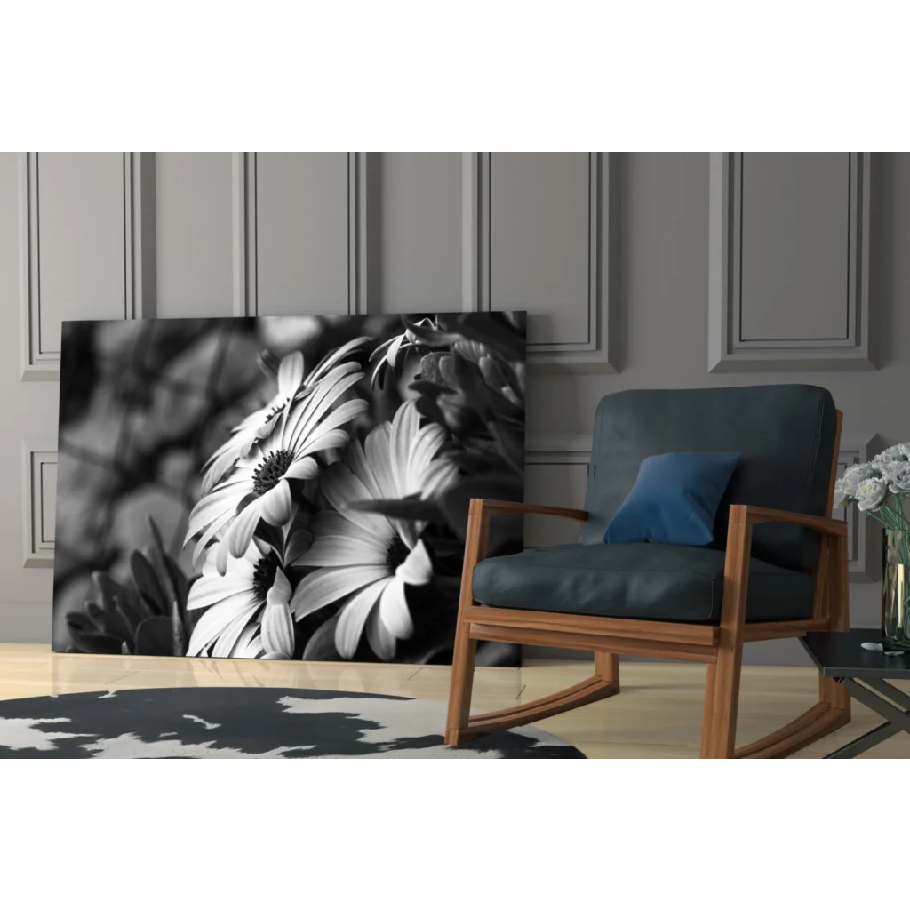 Stunning black and white tropical leaf wall art on canvas