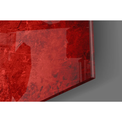 Red textured glass vase wall art with clear acrylic base