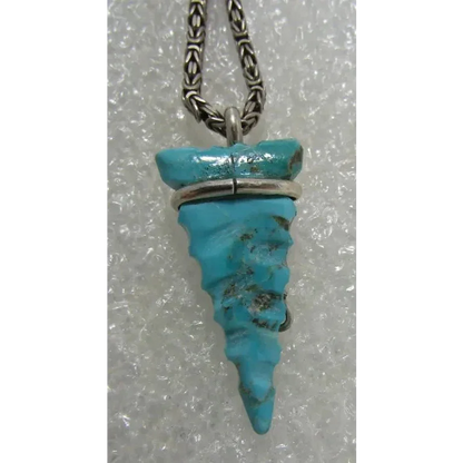 Turquoise arrow pendant necklace with silver bale on sterling silver chain
