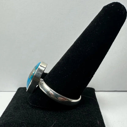 Stunning turquoise ring in sterling silver with natural matrix stone