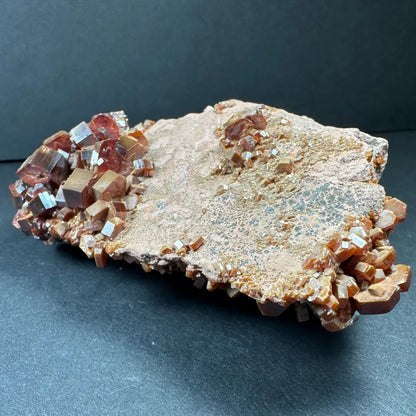 Stunning vanadinite cluster from Morocco with fiery cubic crystals